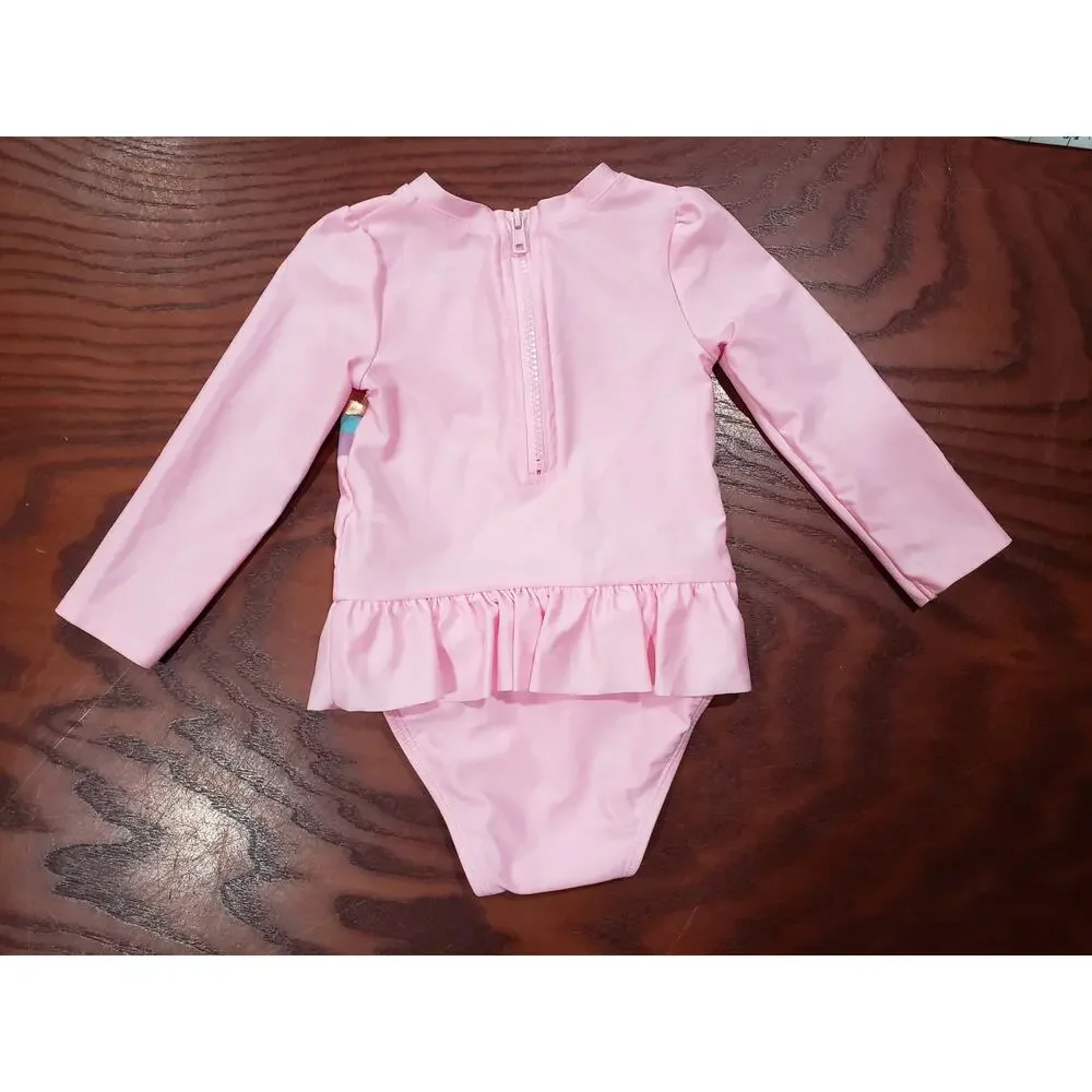 Cat & Jack Pink Rainbow Zip Back Long Sleeved Ballerina Tutu Onesie - Size 2T